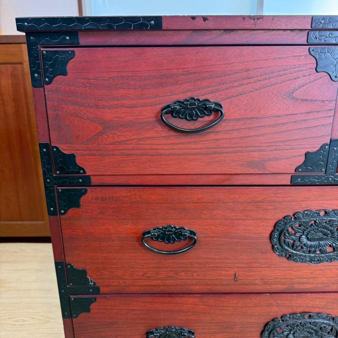 『破格早い者勝ち』民芸家具 欅材 整理箪笥 時代箪笥 3段チェスト 鉄金具 ②