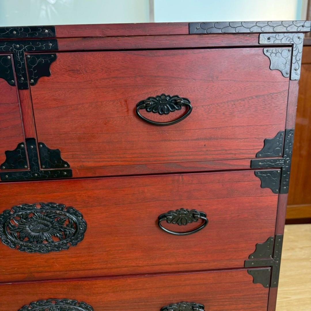 『破格早い者勝ち』民芸家具 欅材 整理箪笥 時代箪笥 3段チェスト 鉄金具 ②