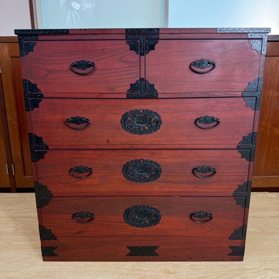 『破格早い者勝ち』民芸家具 欅材 整理箪笥 時代箪笥 3段チェスト 鉄金具 ②