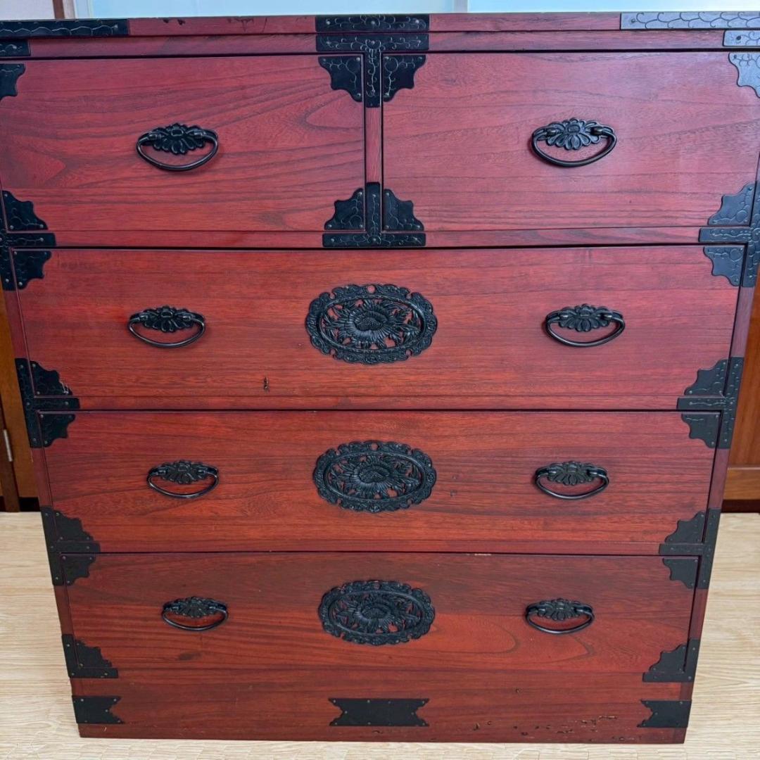 『破格早い者勝ち』民芸家具 欅材 整理箪笥 時代箪笥 3段チェスト 鉄金具 ②