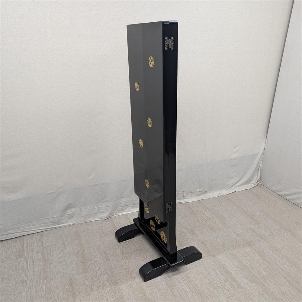 塗り　金彩　三面鏡　姿見　ミラー　鏡　スタンドミラー　全身鏡　和家具　座敷　民藝