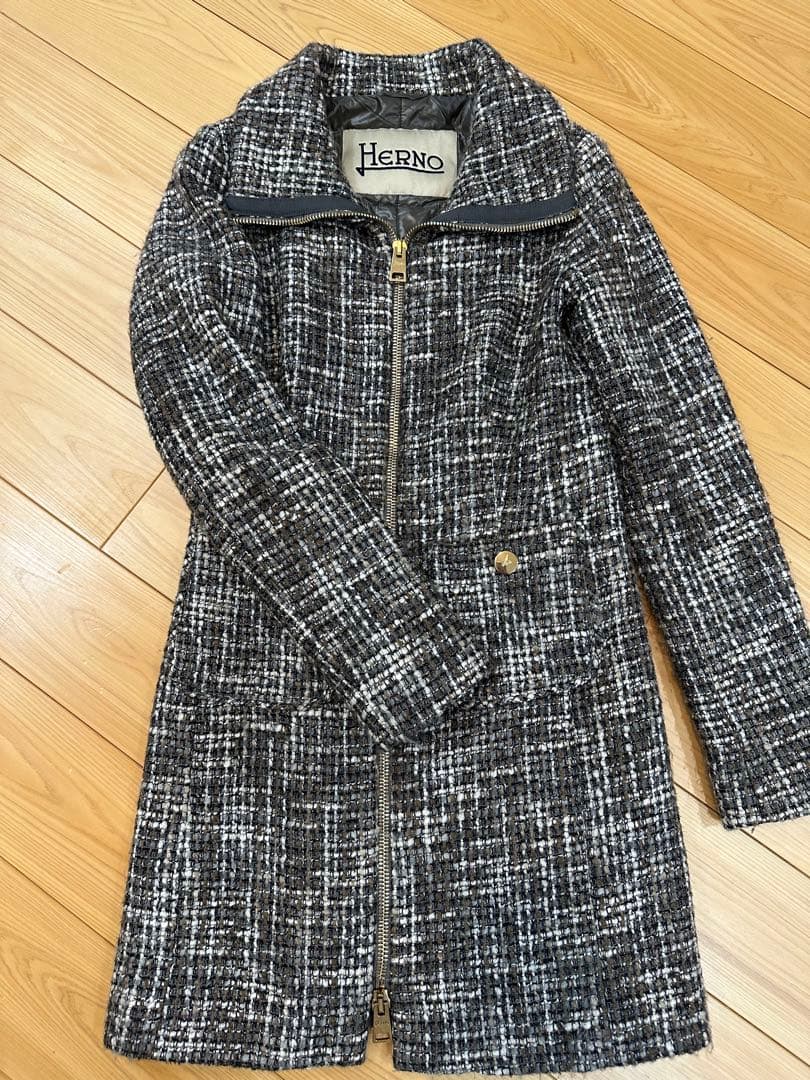 【SALE】HERNO ヘルノ ツイード コート スプリング コート