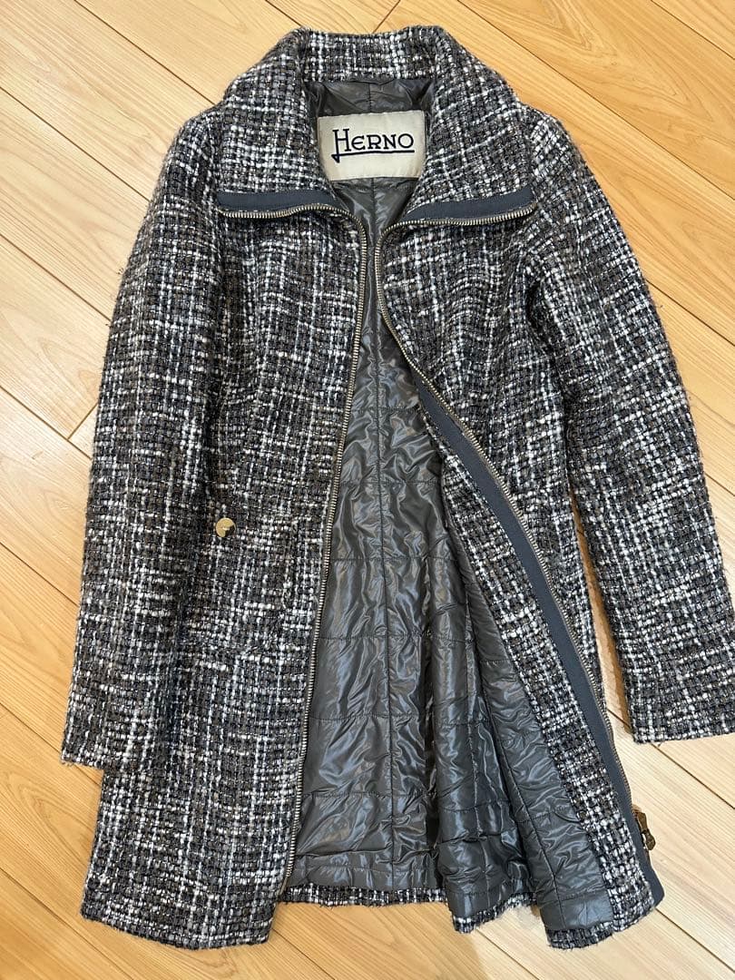【SALE】HERNO ヘルノ ツイード コート スプリング コート