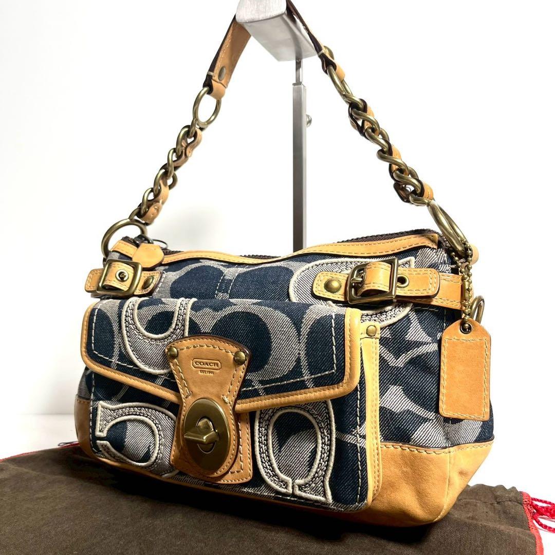 バッグ Vintage Coach Legacy Denim Turn Lock Bag
