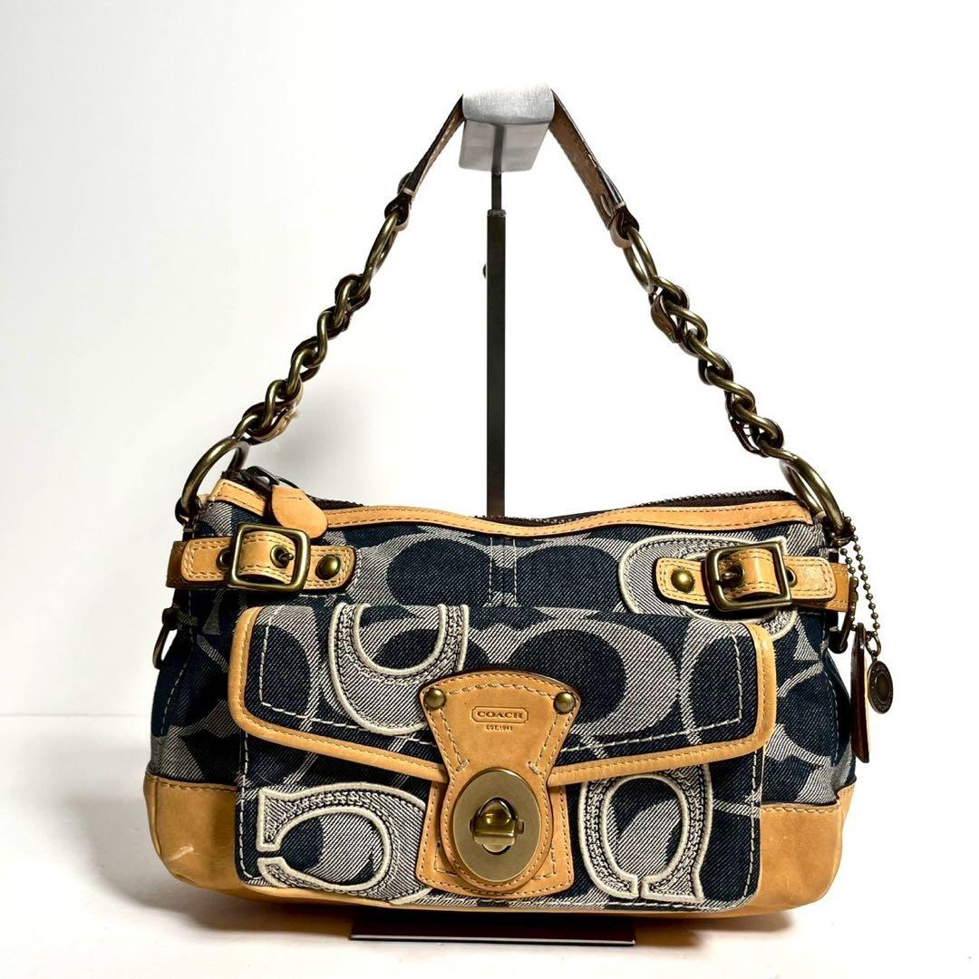 バッグ Vintage Coach Legacy Denim Turn Lock Bag