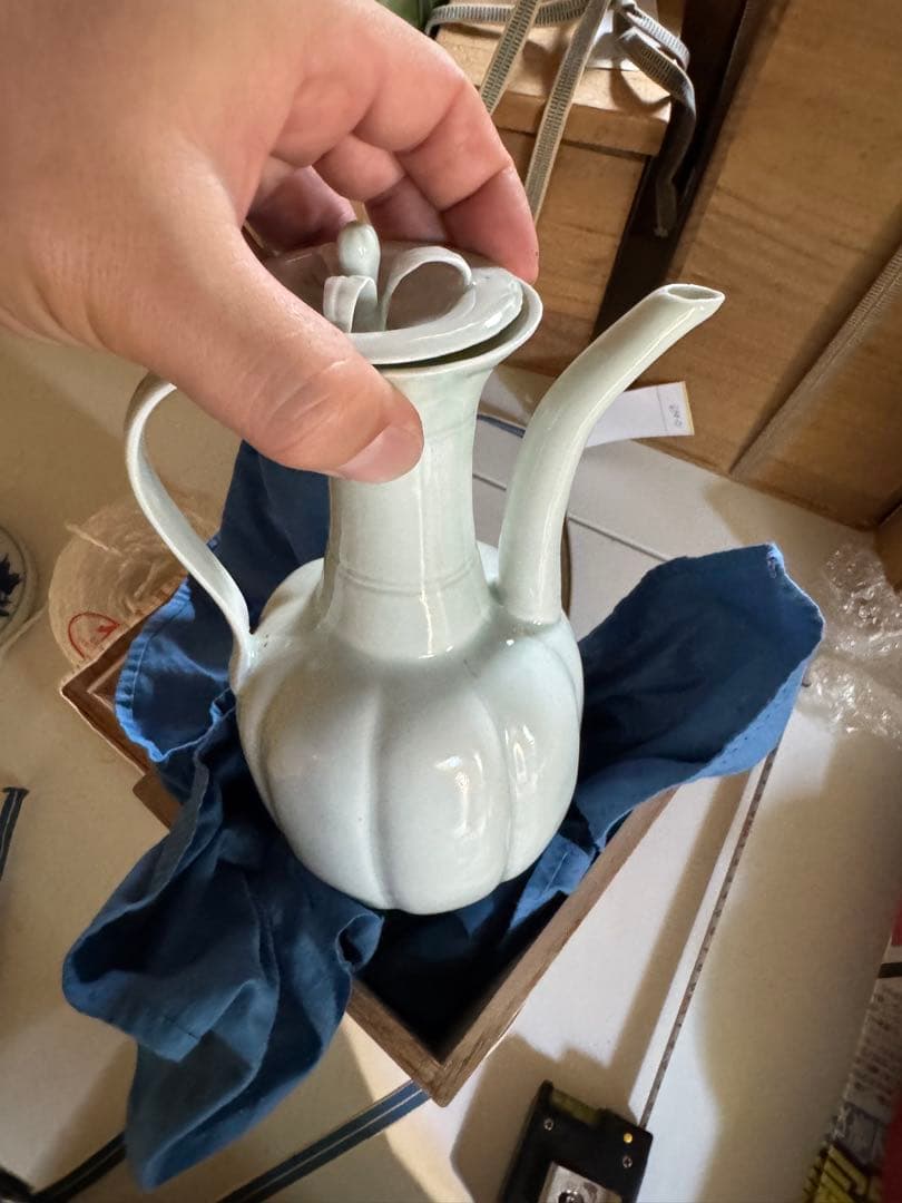 ‼️早速半額‼️リサイクルFORT‼️旧家から直送唐物④‼️中国物で青白磁共蓋水注‼️