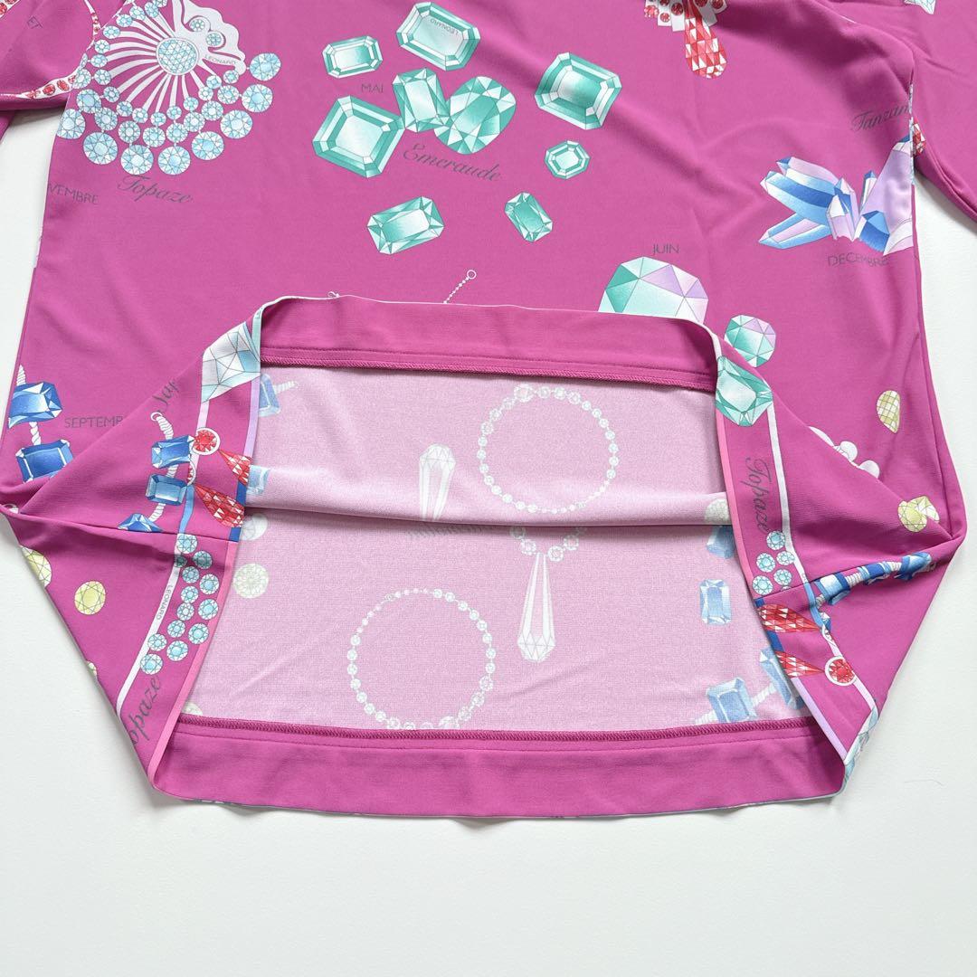 近年 美品 レオナール 宝石柄 五分袖 チュニック カットソー 洗える