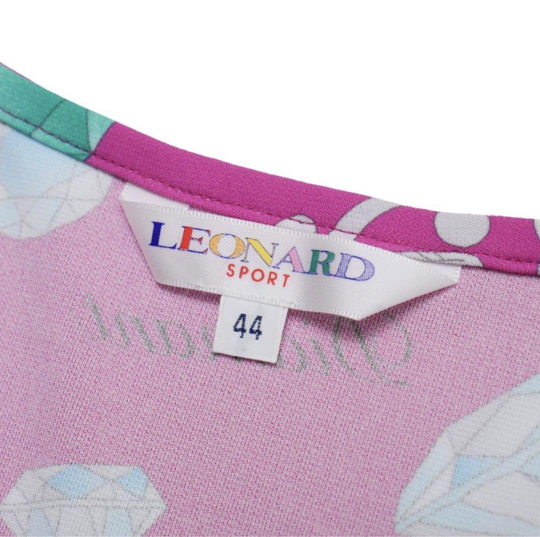 近年 美品 レオナール 宝石柄 五分袖 チュニック カットソー 洗える