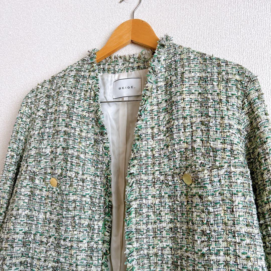 【Oggi 4月号掲載】TEASEL / オーバーサイズツイードジャケットベイジ