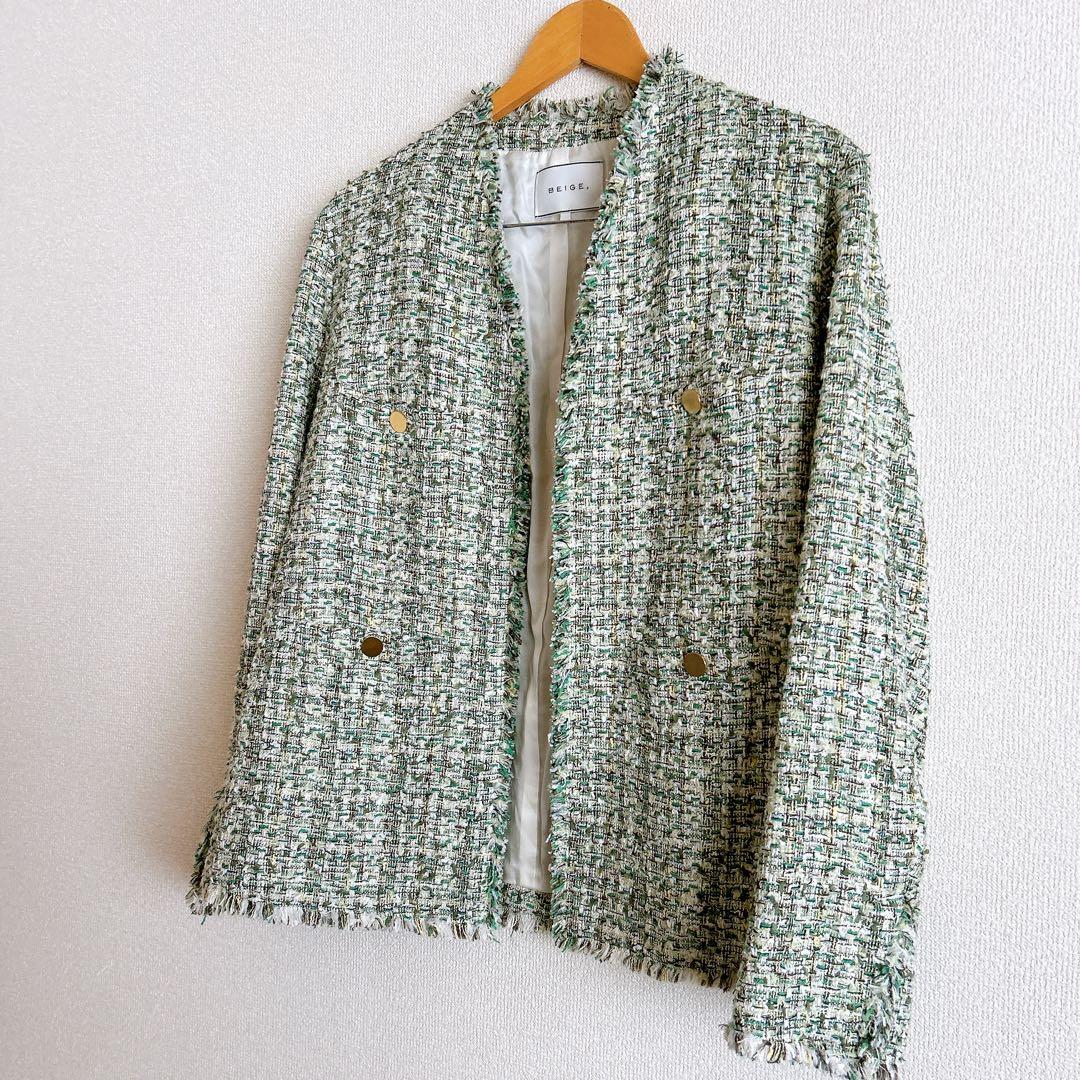 【Oggi 4月号掲載】TEASEL / オーバーサイズツイードジャケットベイジ