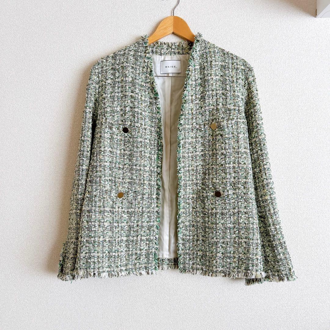 【Oggi 4月号掲載】TEASEL / オーバーサイズツイードジャケットベイジ