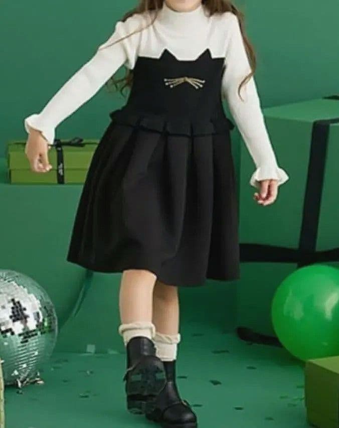 美品☆kate spade キャット ニット ドッキングワンピース 150