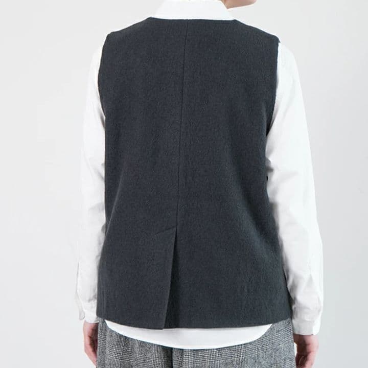 Veritecoeur ST-144 ベスト Uネック ウール 前開き ポケット
