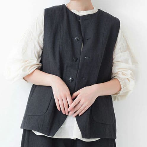 Veritecoeur ST-144 ベスト Uネック ウール 前開き ポケット