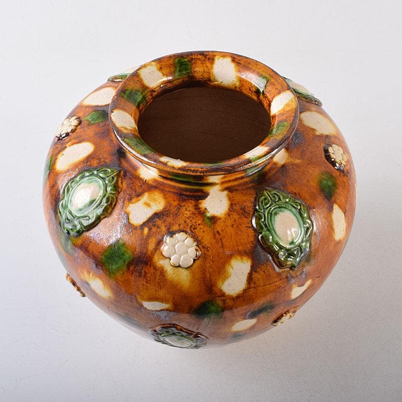 中国　唐三彩　丸壺　C　R8655H