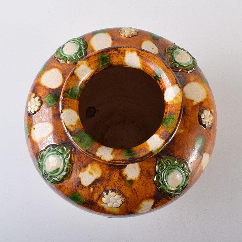 中国　唐三彩　丸壺　C　R8655H