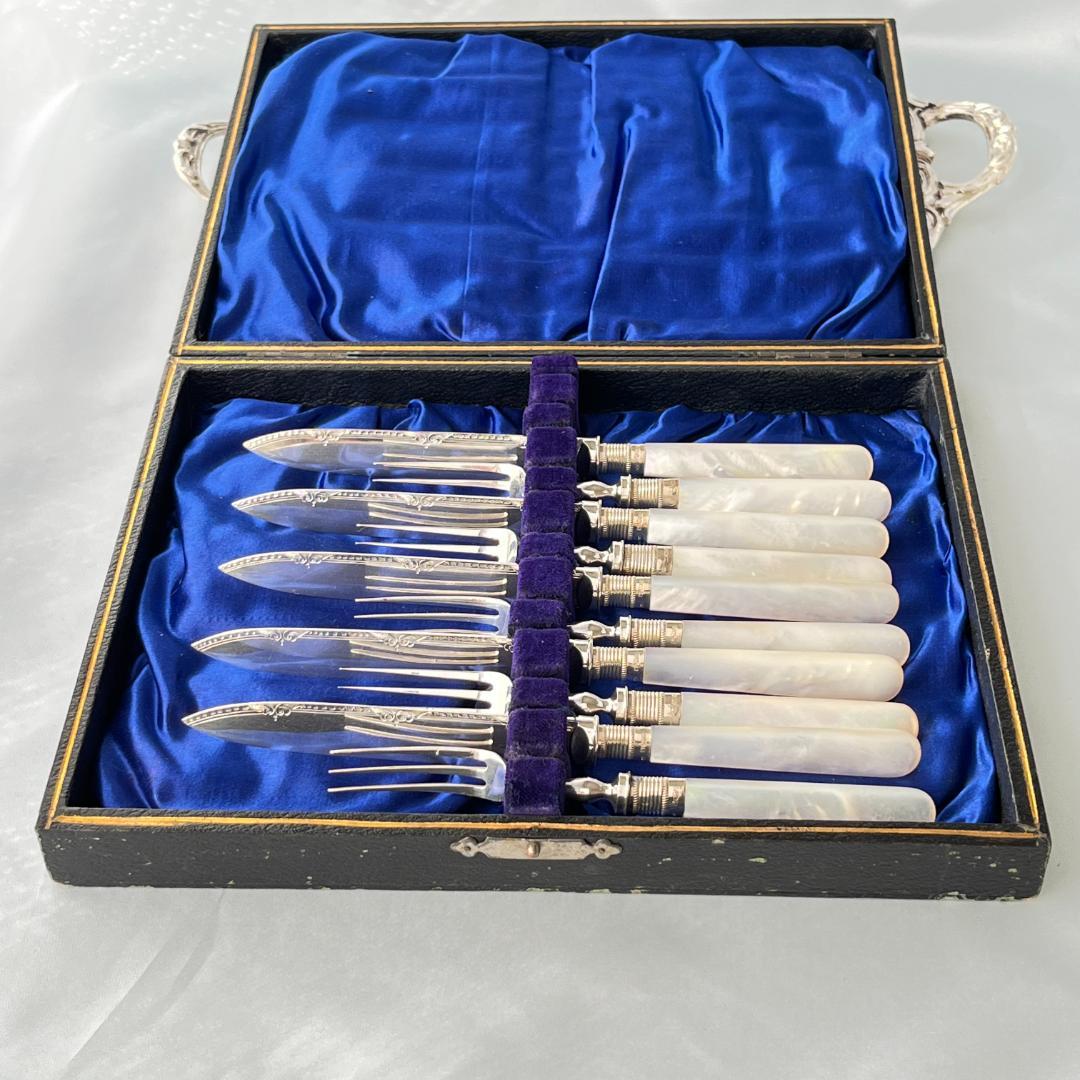 【William Yates 】【白蝶貝 / 純銀継手】デザートセット ケース