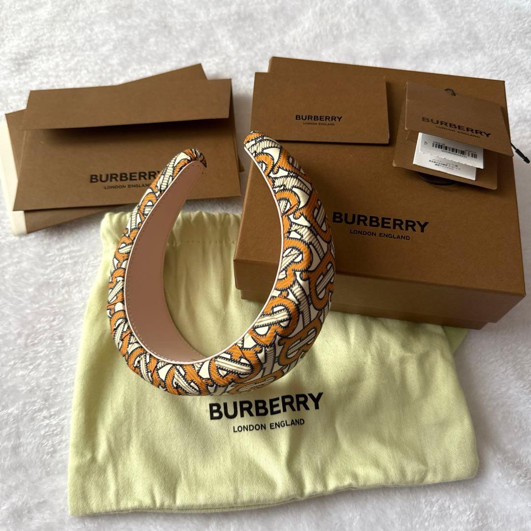 【最終値下げ】BURBERRY カチューシャ　モノグラム オレンジ 白