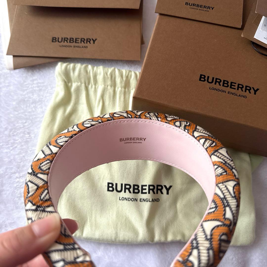 【最終値下げ】BURBERRY カチューシャ　モノグラム オレンジ 白