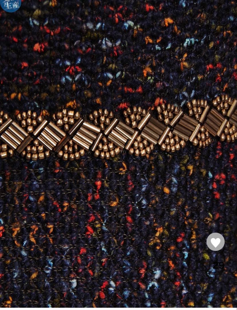 ドレスルームアミ　ネイビー　ツイードドレス