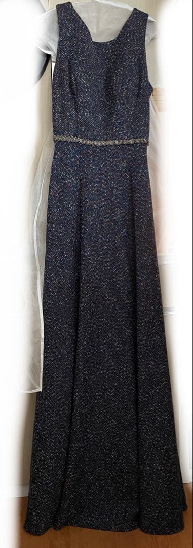 ドレスルームアミ　ネイビー　ツイードドレス