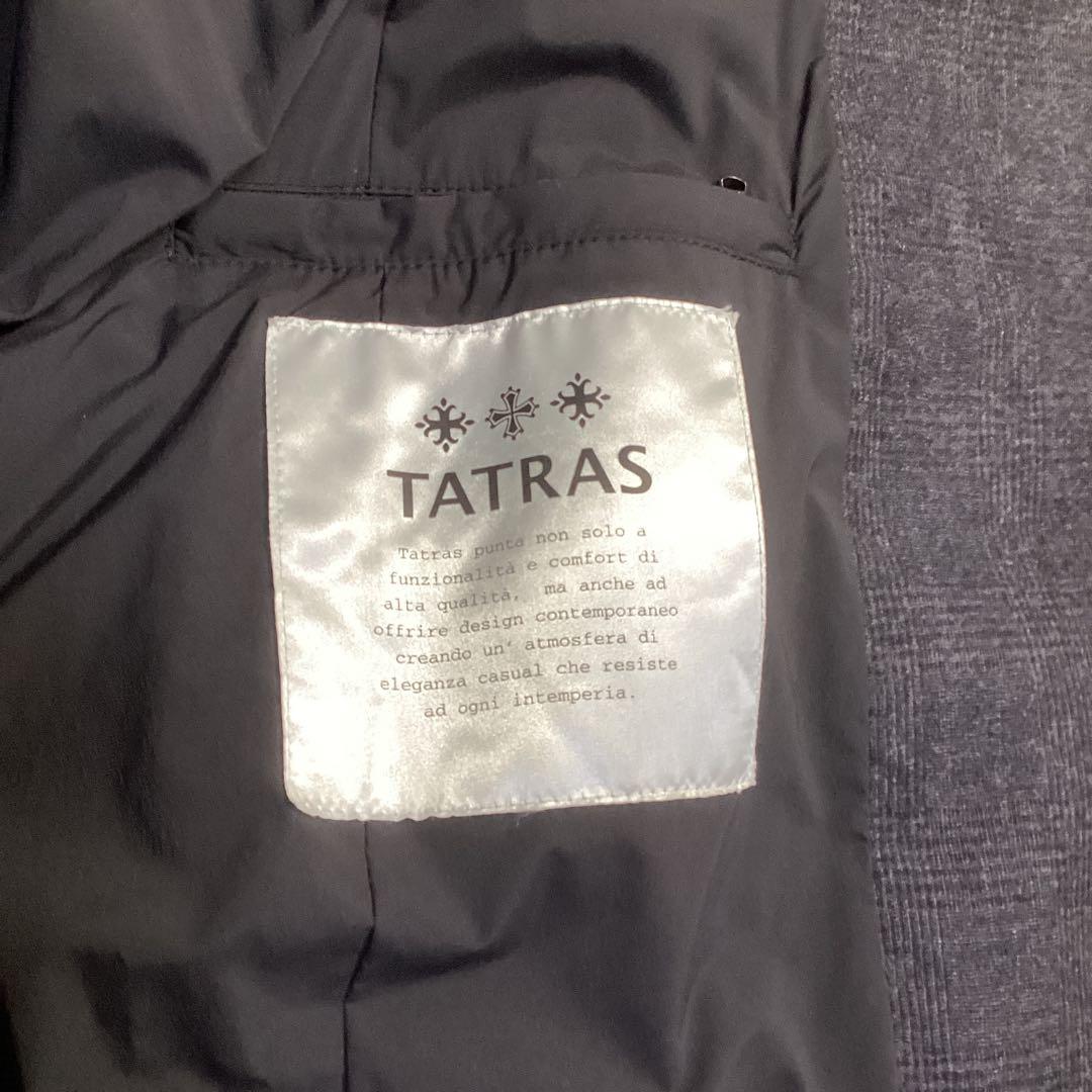タトラスグレンチェックダウン95% Lサイズジャケットカシミヤ27％入