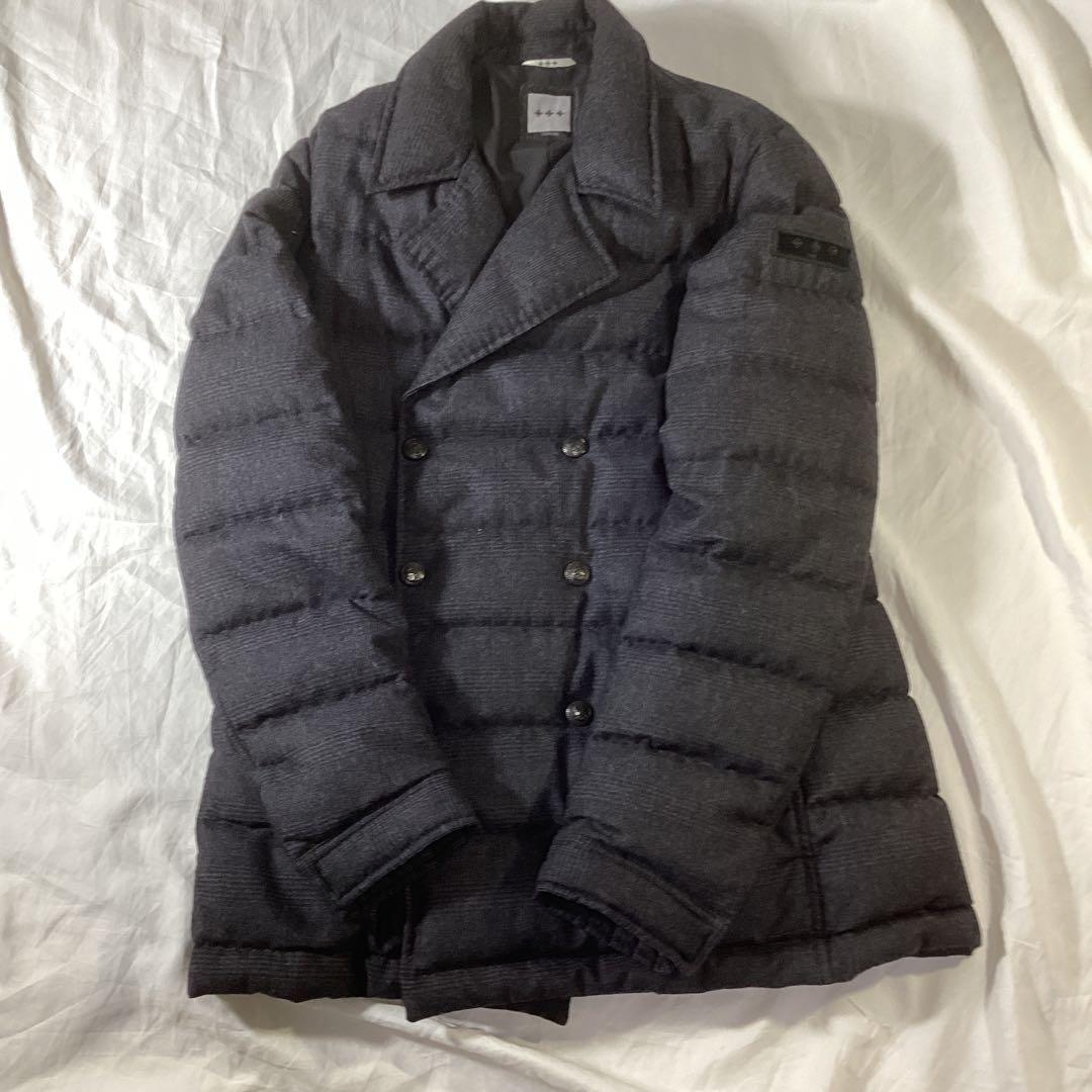 タトラスグレンチェックダウン95% Lサイズジャケットカシミヤ27％入