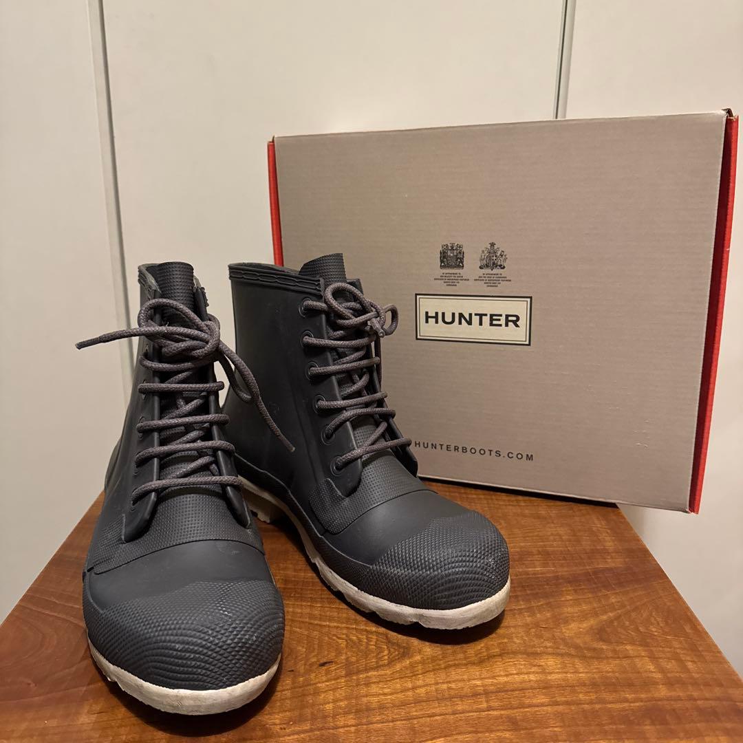 HUNTER ダークグレー ハイカットラバーブーツ 箱付き　26cm
