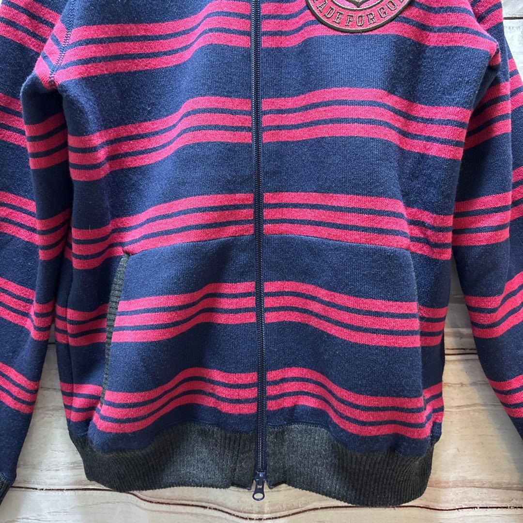 PEARLY GATES ボーダー柄 ニットブルゾン ワッペン ダブルジップ