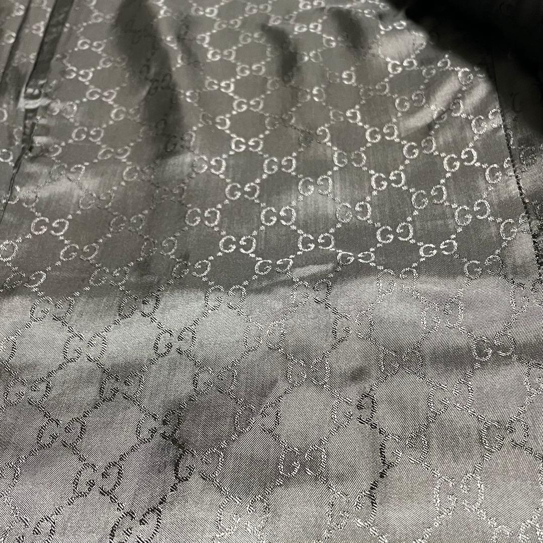 【グッチ】美品ウール チェスター オーバーコート ロゴボタン チェーン ブラック