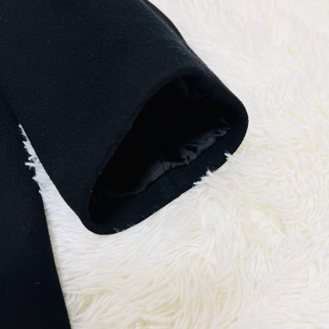 近年 ジャーナルスタンダード スーパー140ビーバーノーカラーショートコート 黒