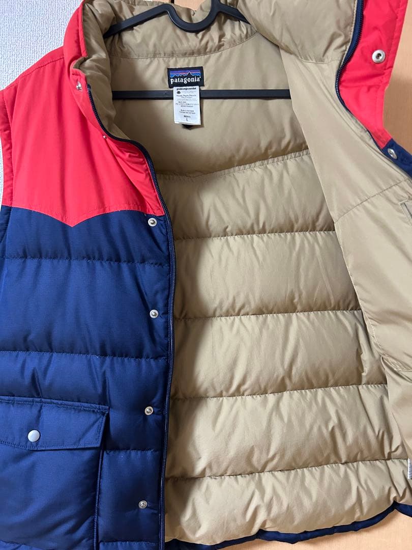 patagonia men'sダウンベスト Lサイズ 赤/青