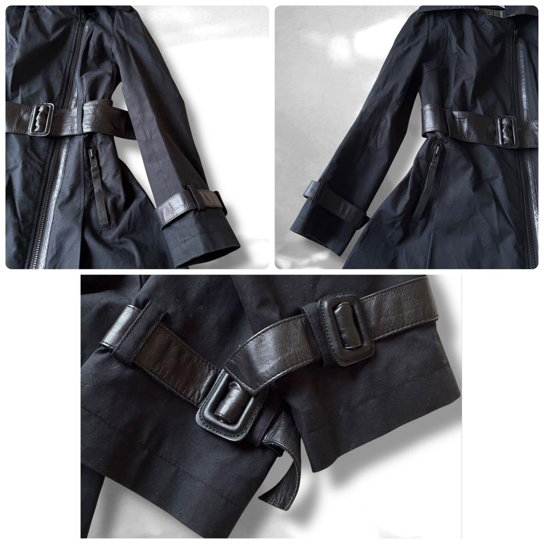 Mackage マッカージュ　トレンチコート　Aライン　ダブルジップ 牛革 黒