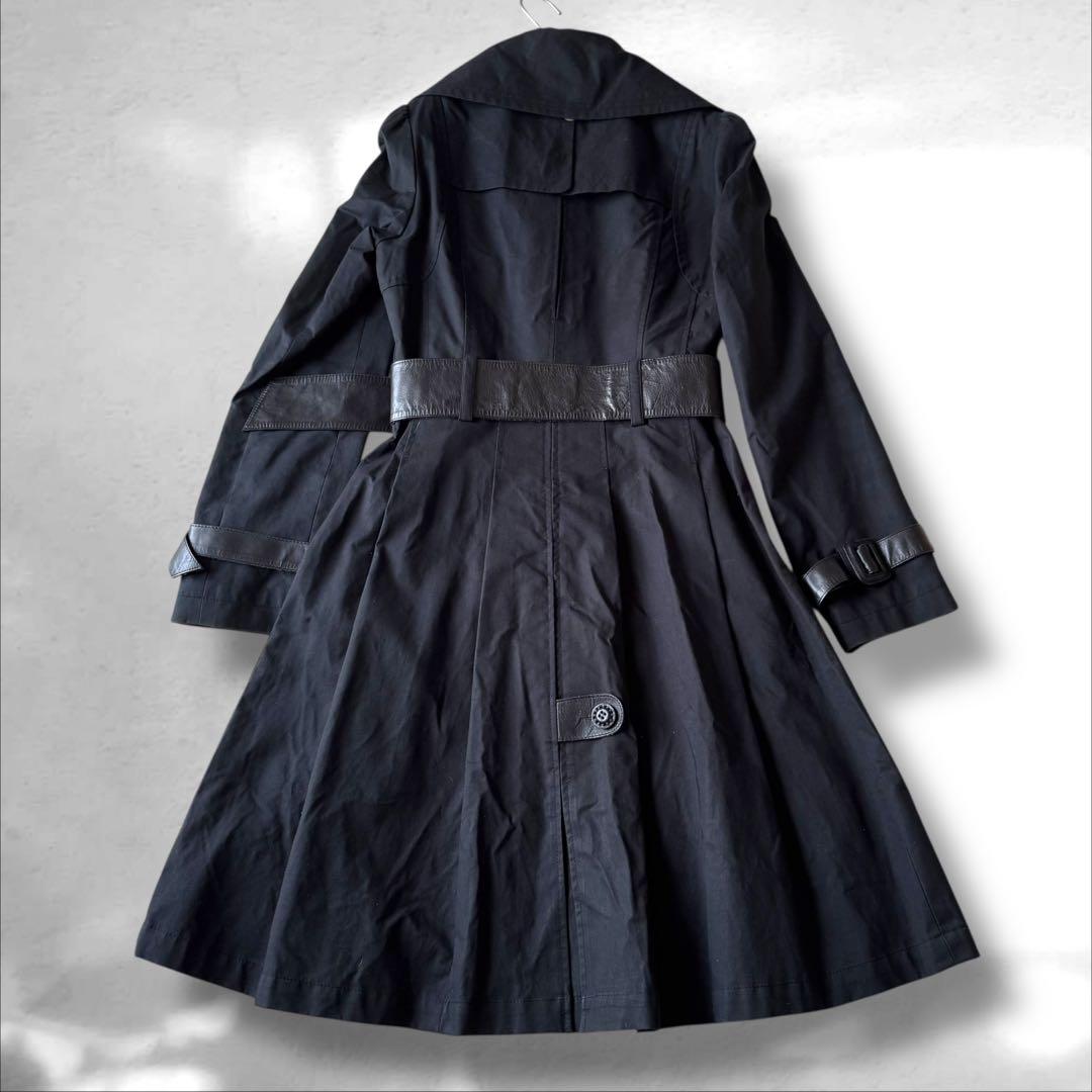 Mackage マッカージュ　トレンチコート　Aライン　ダブルジップ 牛革 黒