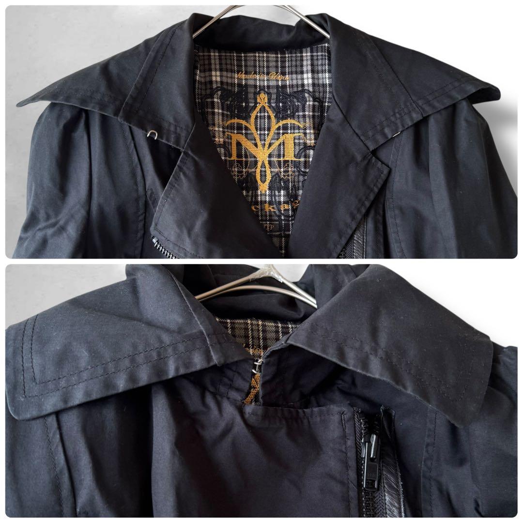 Mackage マッカージュ　トレンチコート　Aライン　ダブルジップ 牛革 黒