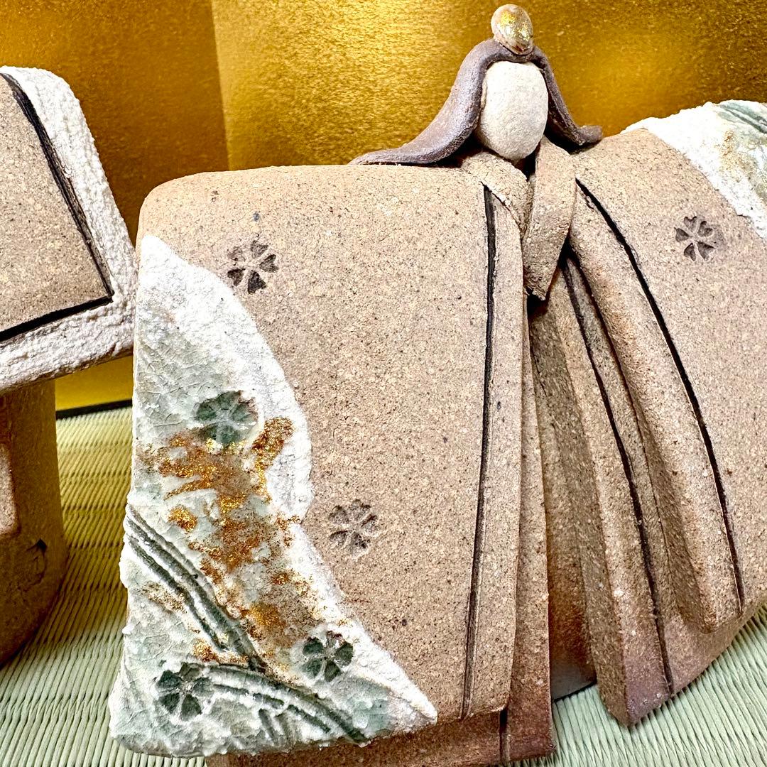 チ*ウ様 しがらき焼　明山　陶雛人形　雛人形　お雛様　節句　信楽焼　陶芸　人形