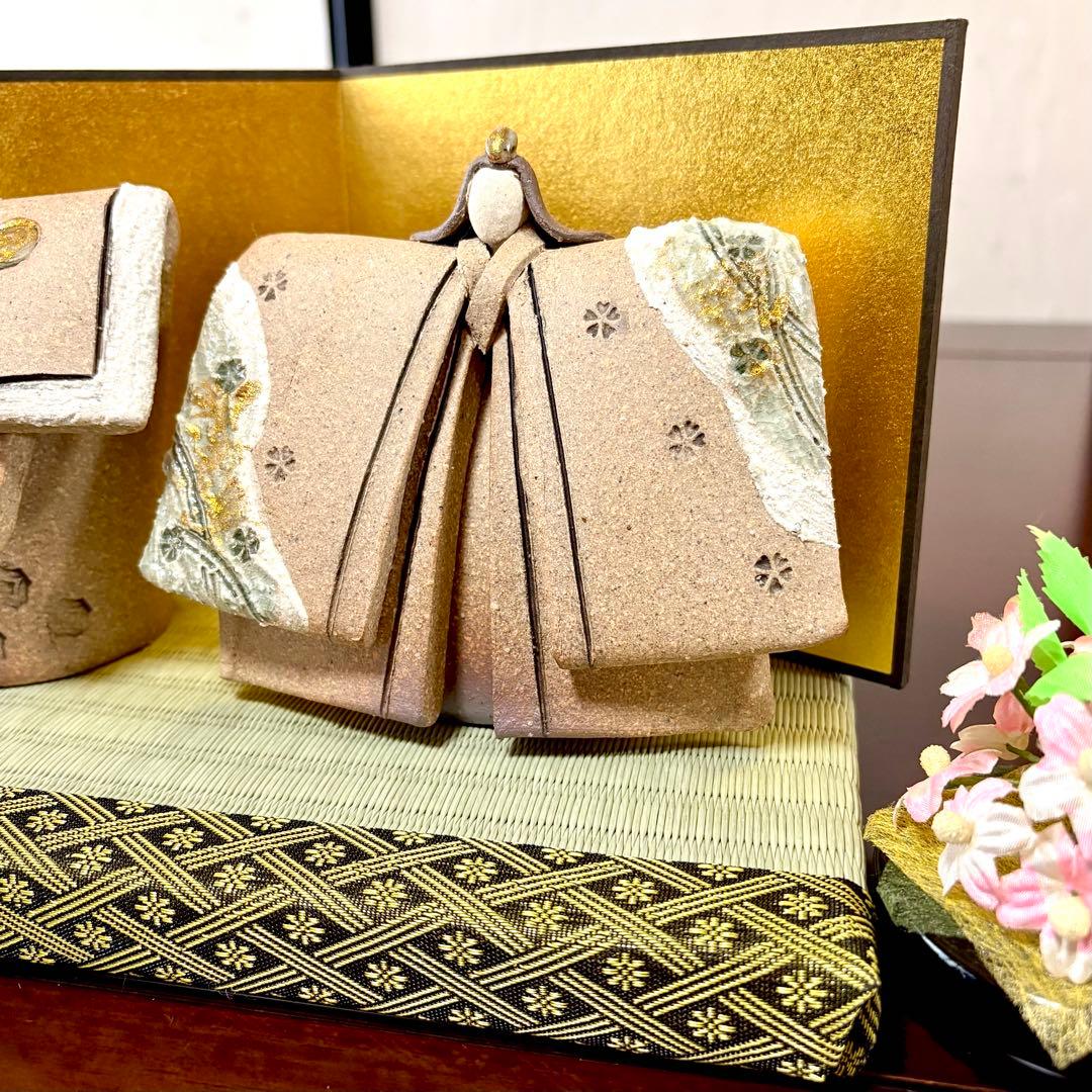 チ*ウ様 しがらき焼　明山　陶雛人形　雛人形　お雛様　節句　信楽焼　陶芸　人形