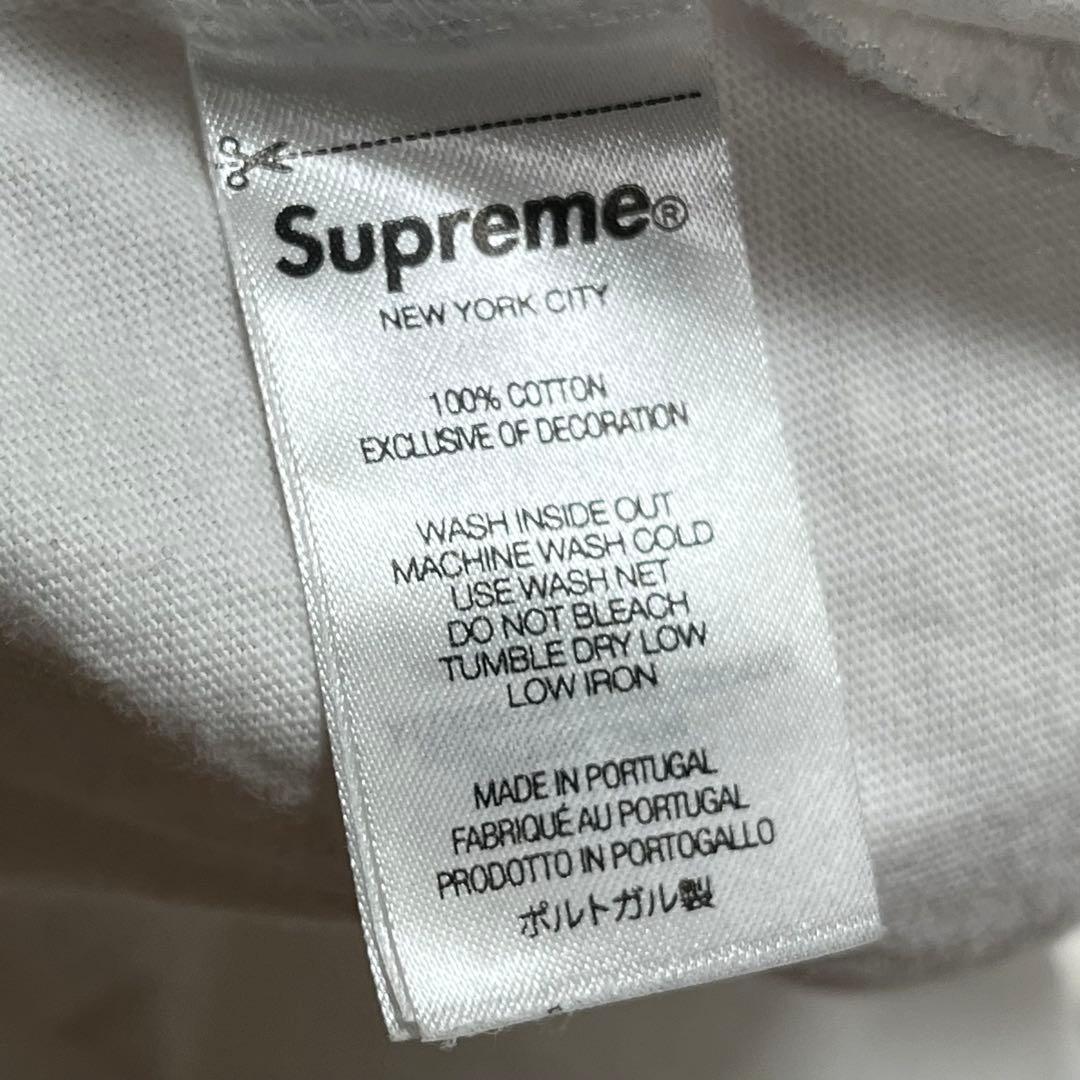 017 両袖Supreme刺繍ロゴ 青×赤アウトライン 白 S ポルトガル製