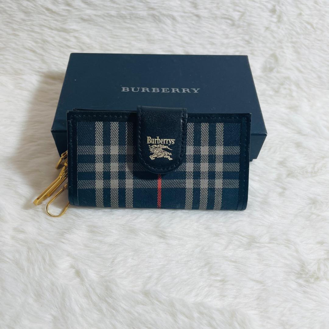 希少未使用級 BURBERRY シャドーホース4連キーケース ノバチェック箱付
