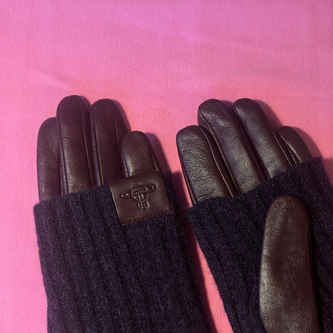 ヴィヴィアンウエストウッド 手袋 羊革 ロングリブニットカフス