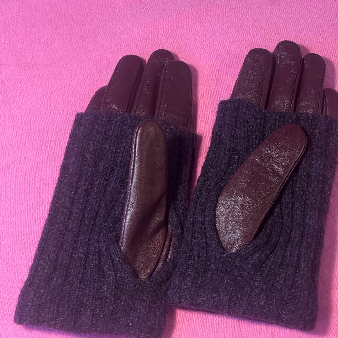 ヴィヴィアンウエストウッド 手袋 羊革 ロングリブニットカフス