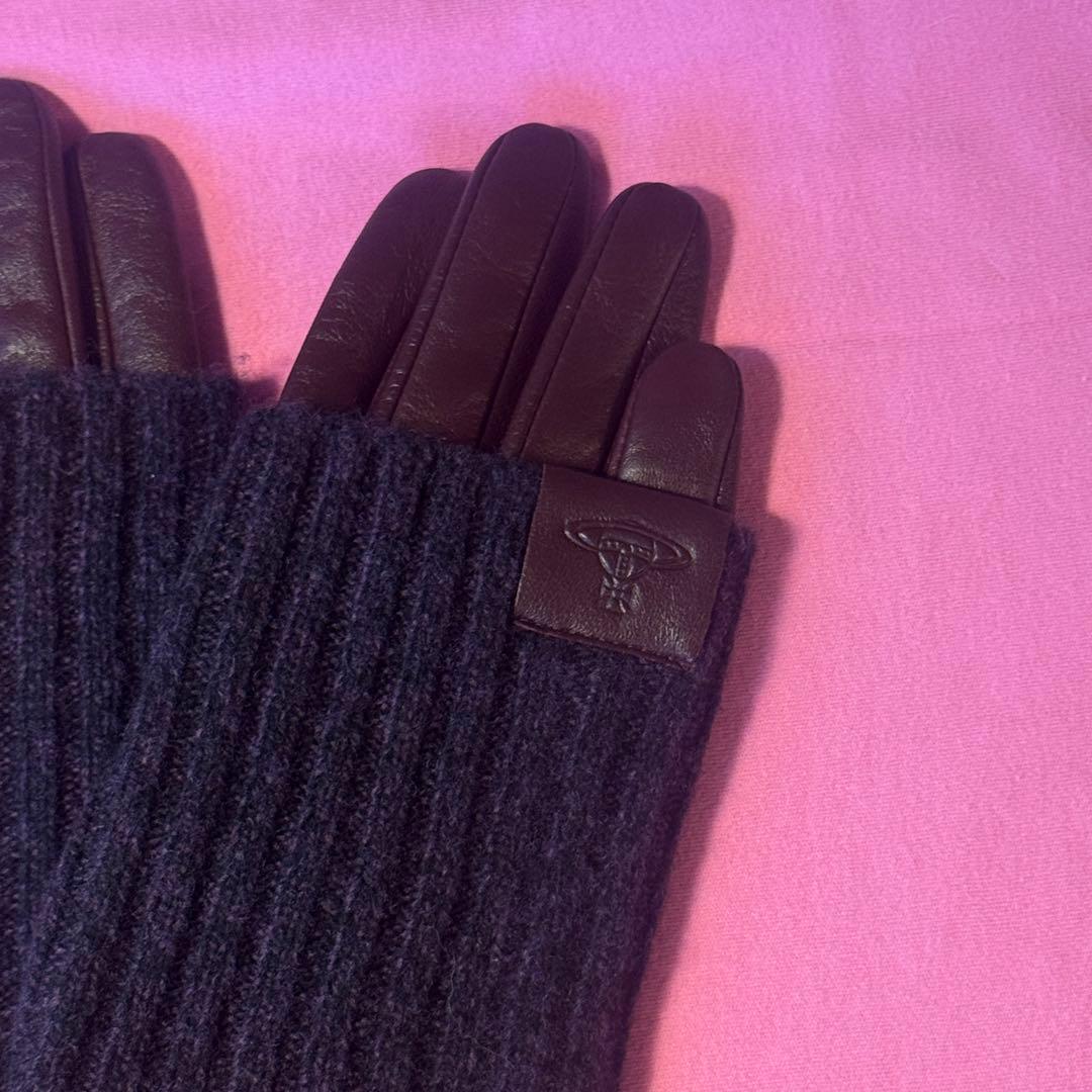 ヴィヴィアンウエストウッド 手袋 羊革 ロングリブニットカフス