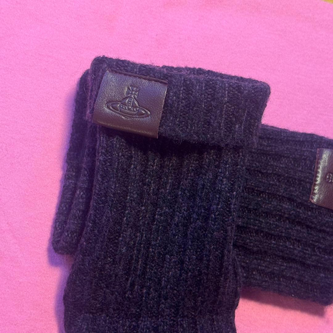 ヴィヴィアンウエストウッド 手袋 羊革 ロングリブニットカフス