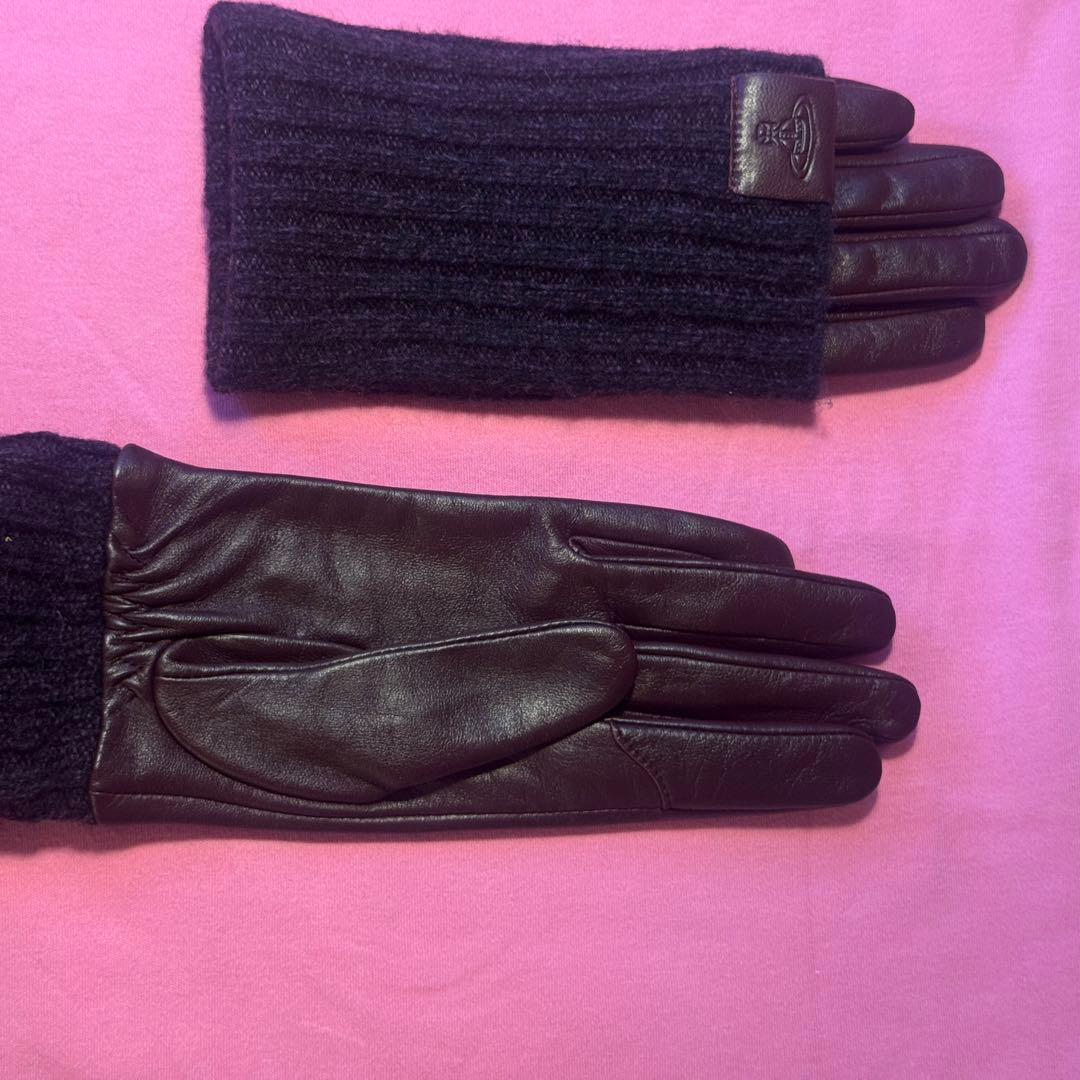ヴィヴィアンウエストウッド 手袋 羊革 ロングリブニットカフス