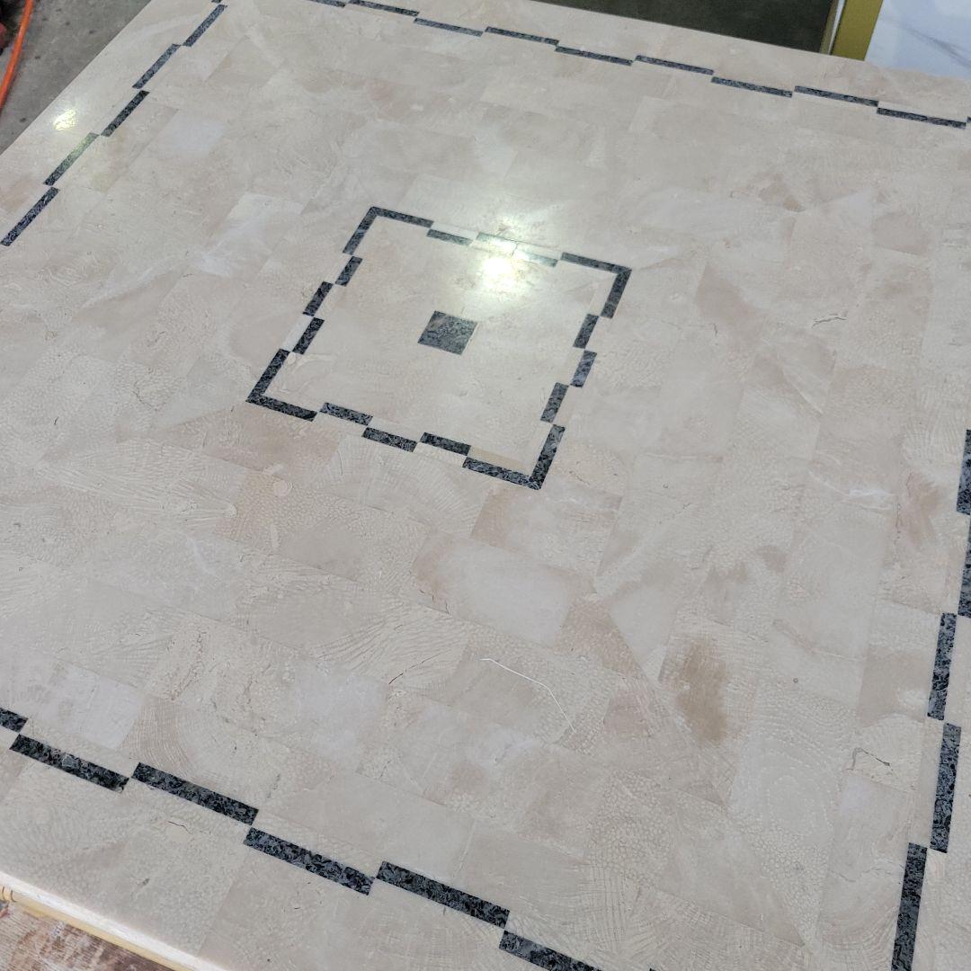 アジアンテイスト！CASABLANCA 人工大理石×ラタン サイドテーブル