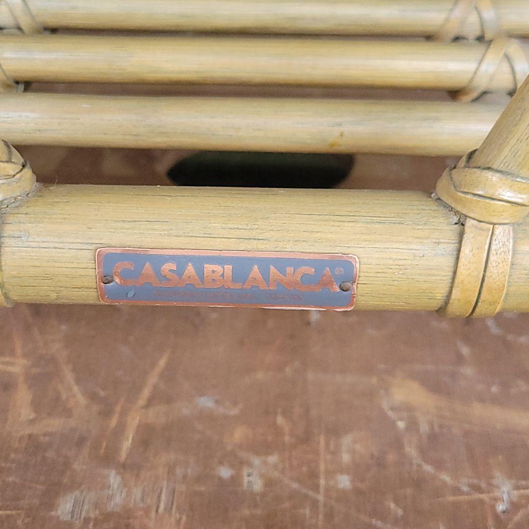 アジアンテイスト！CASABLANCA 人工大理石×ラタン サイドテーブル