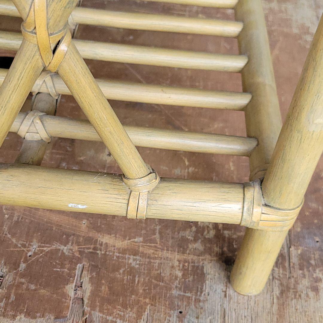 アジアンテイスト！CASABLANCA 人工大理石×ラタン サイドテーブル