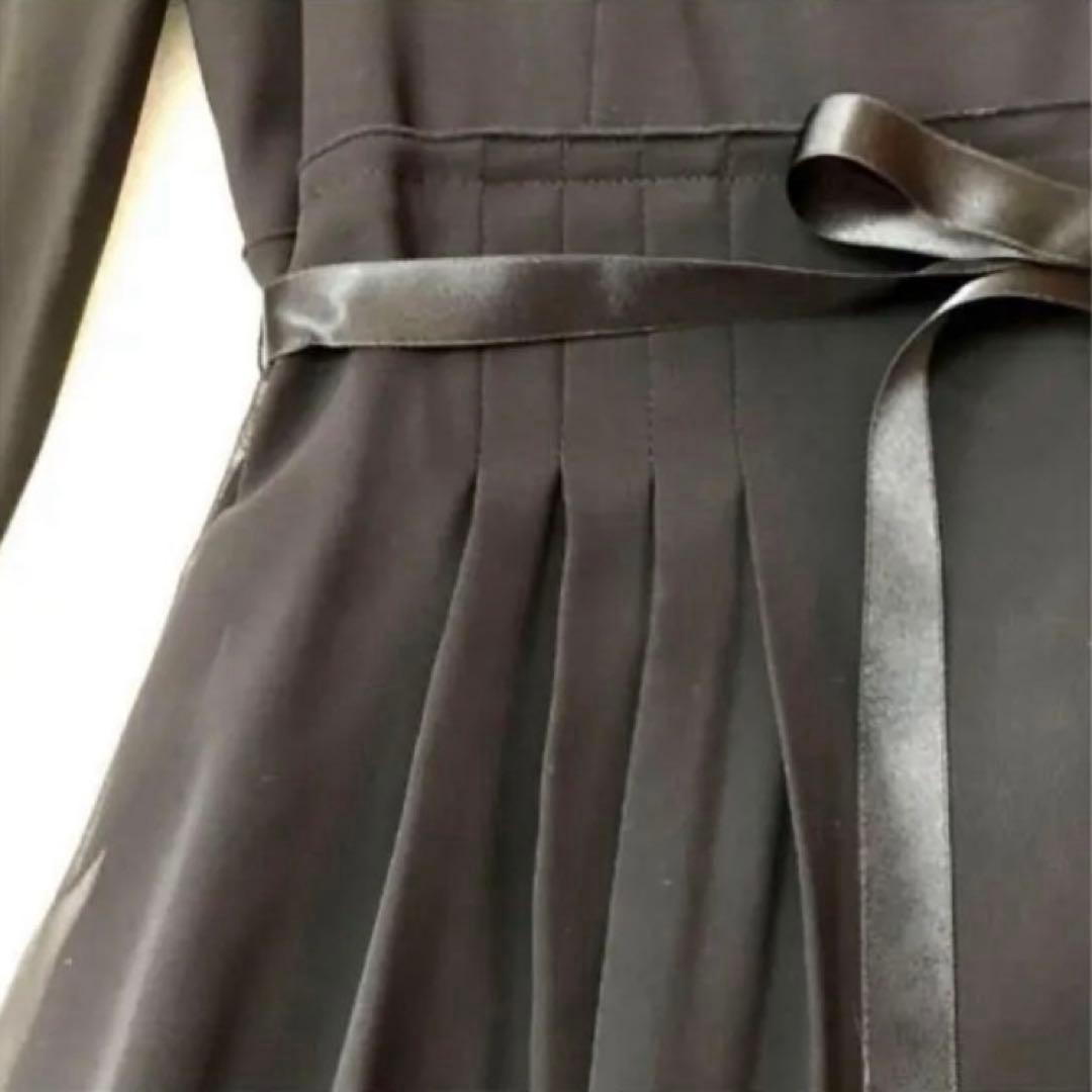 新品　未使用　エムズグレイシー　ワンピース　花柄刺繍　ウエストリボン　ブラック