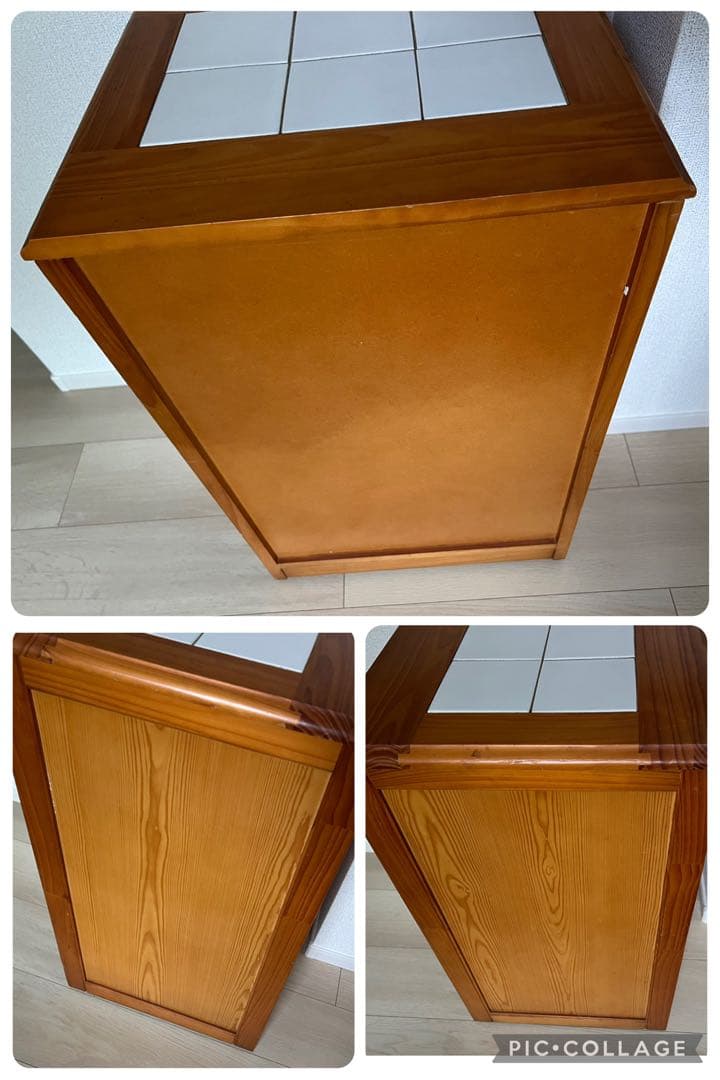 木製ごみ箱 タイル天板付き