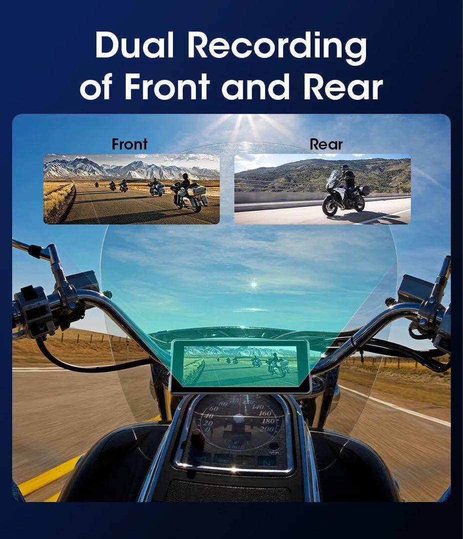 ②【前後ドライブレコーダー】大画面6.86インチ バイク用 モトスマートモニタ